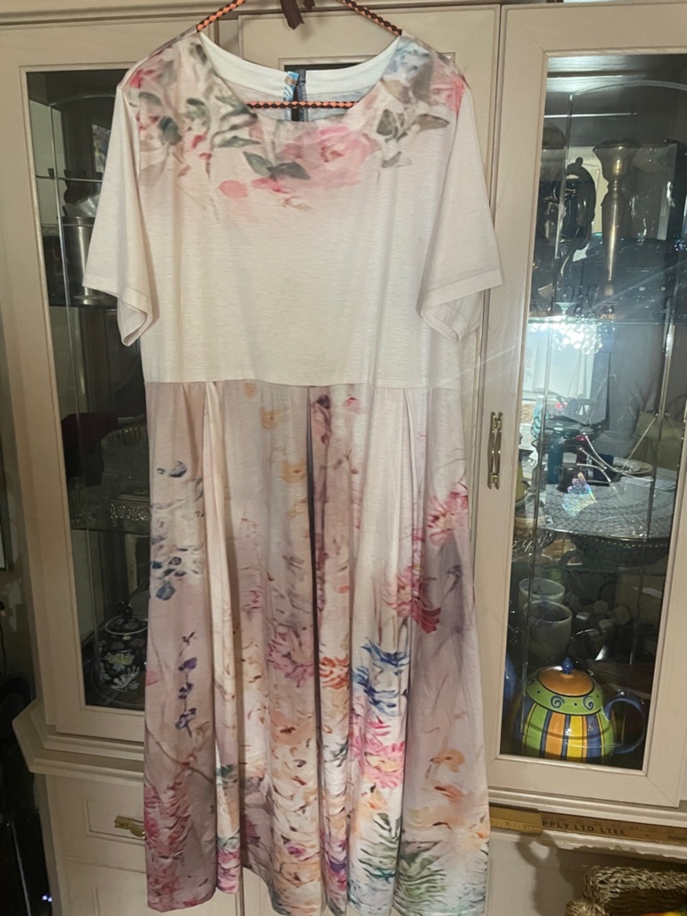 Floral Watercolor Midi Dress in Soft Pastels